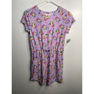 extremely me girls purple unicorn short sleeve shirt dress size 14